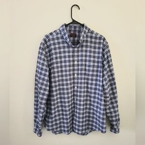 Untuckit Mens Xl Long Sleeve Flannel Button Down Blue Plaid